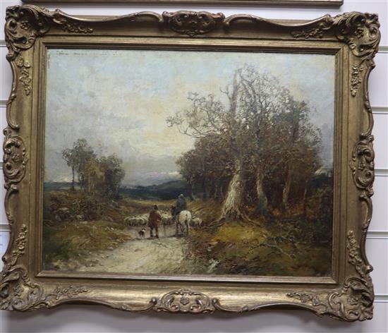 English School, 19th century, oil on canvas, figures on a track
